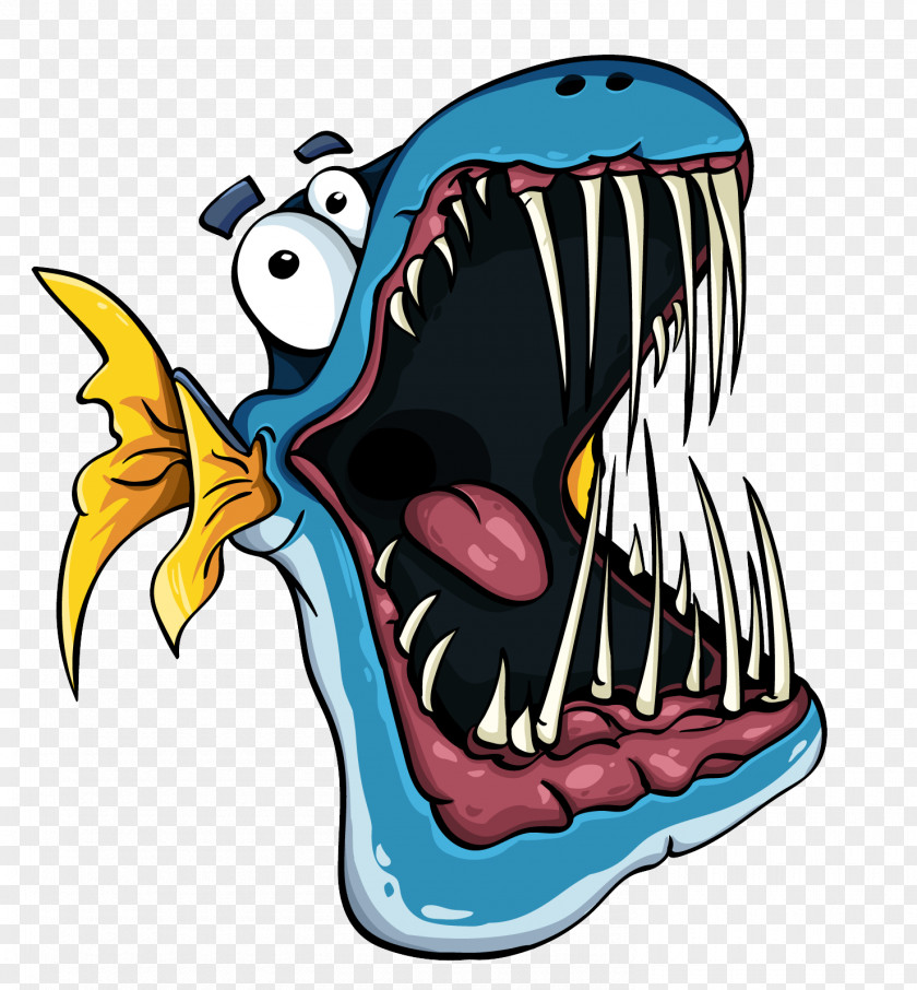 Fish Fictional Character Cartoon Clip Art Tooth Mouth Jaw PNG