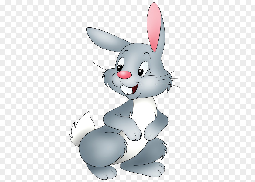 Cartoon Bunny Hand Painted Rabbit Gray Back Easter Bugs Hare Clip Art PNG