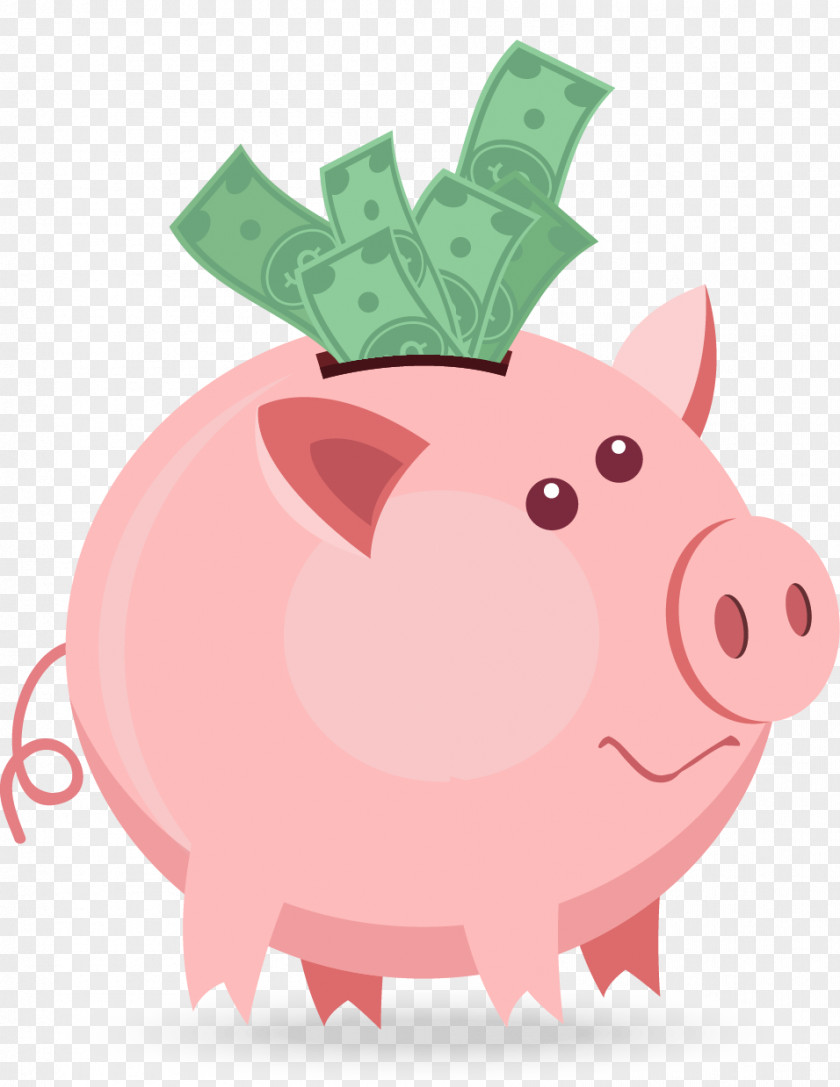 Pink Pig Piggy Bank Banknote Money Service PNG