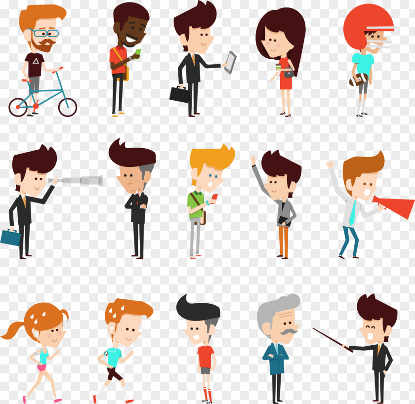 Character Design Vector Material Model Sheet Cartoon Illustration PNG