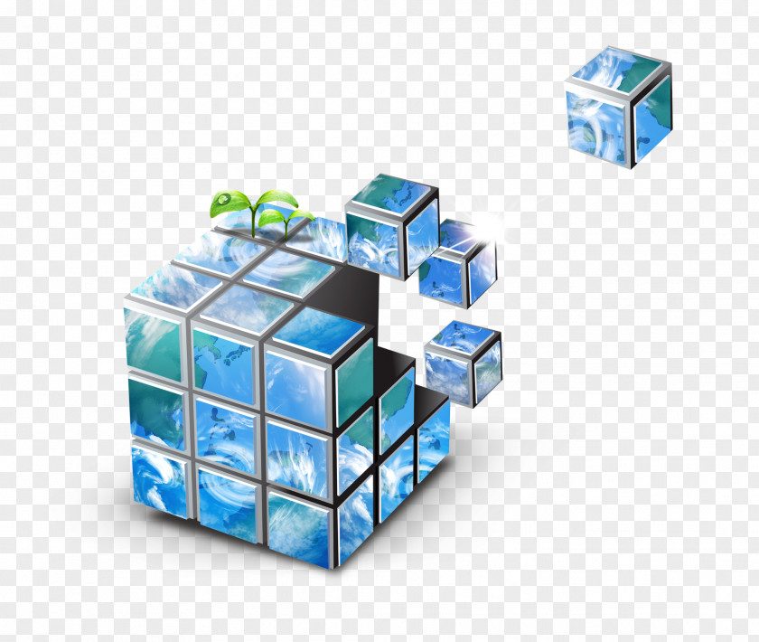 Cube Creative Business Rubiks Three-dimensional Space Box PNG