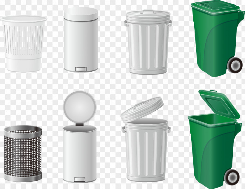 Vector Cartoon Trash Waste Container PNG