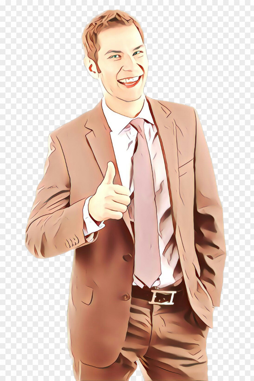 Suit Male Standing Finger Beige PNG
