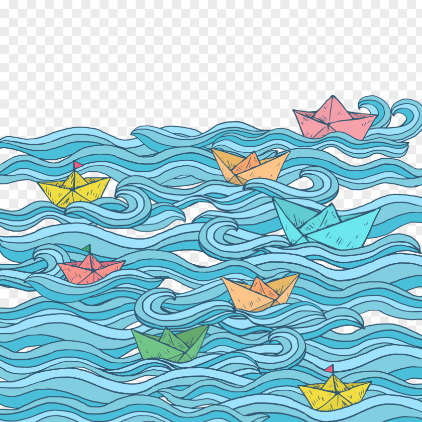 Vector Folding Paper Boat Watercraft Origami PNG