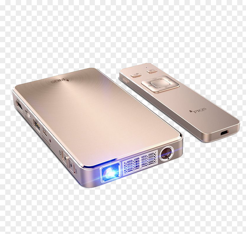 Gold Miniature Projector Projection Smartphone Video PNG