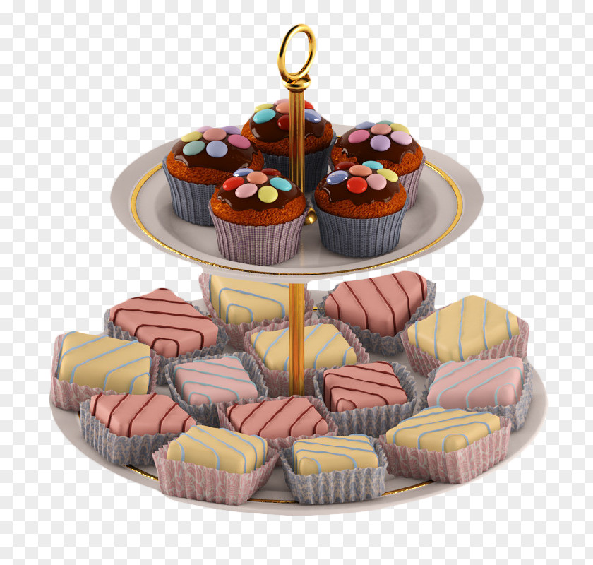 Two Layer Cake Rack Cupcake Coconut 3D Modeling PNG