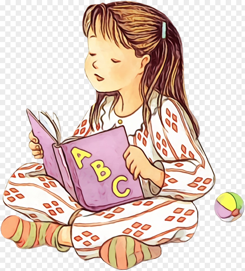 Child Reading Pink PNG