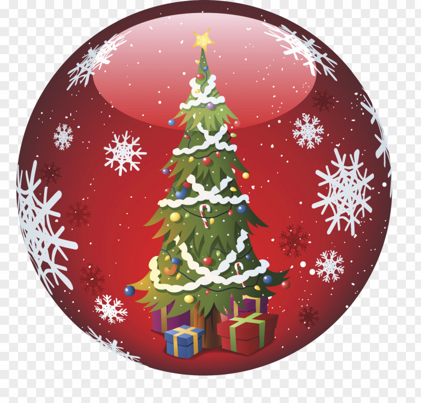 Christmas Red Crystal Ball Ornament Snowflake Illustration PNG