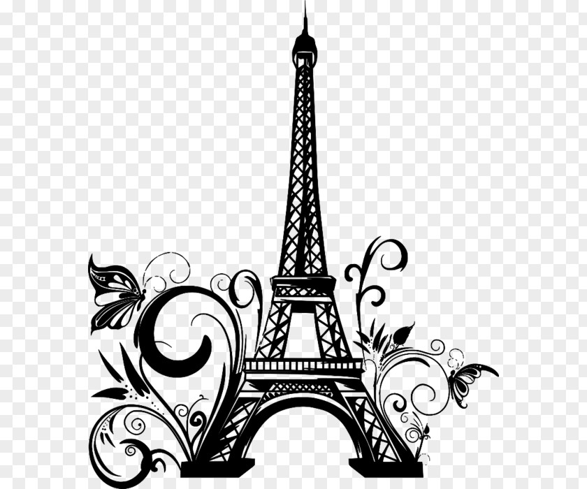 Eiffel Tower Mural Wall Decal PNG