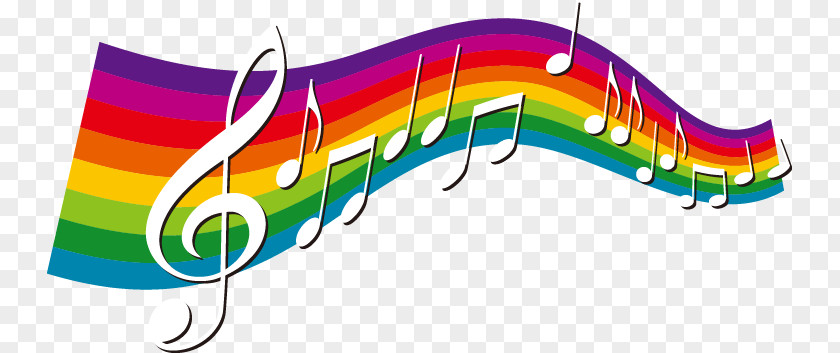 Hand-painted Rainbow Notes Element Musical Note Clip Art PNG