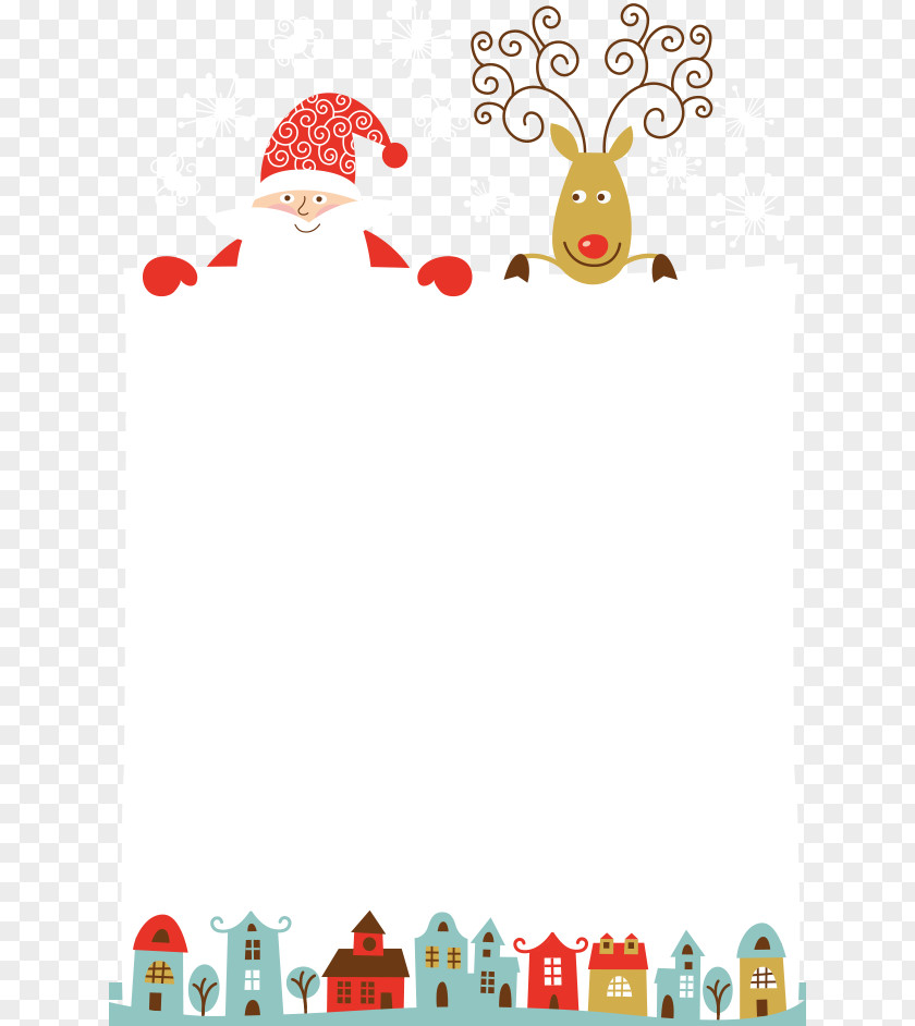 Cartoon Santa Claus Border Reindeer PNG