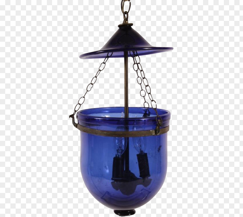 Continental Shading Lighting Bell Jar Glass Cobalt Blue PNG