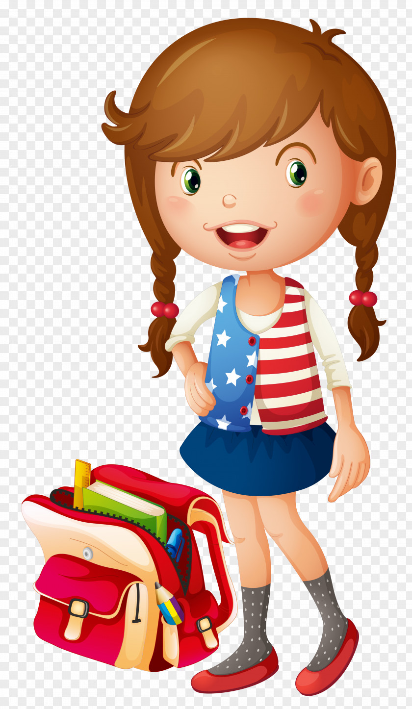 Vector Cartoon Little Girls School Bag Illustration PNG