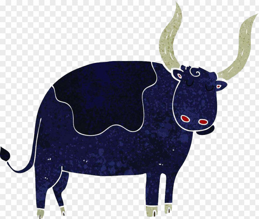Blue Cow Cattle Ox Cartoon Illustration PNG