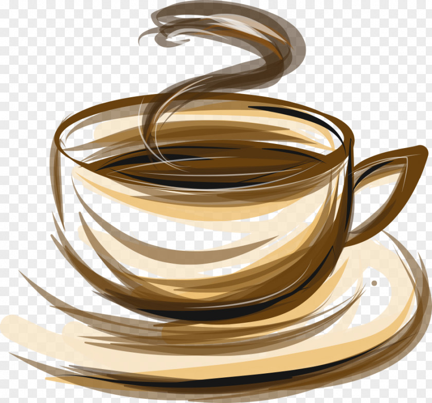 Vector Coffee Cup Brown Stripes Tea Cafe Espresso PNG
