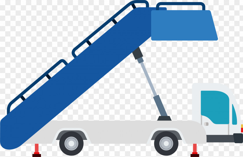 Blue Truck Vector Airplane Car Airport Illustration PNG