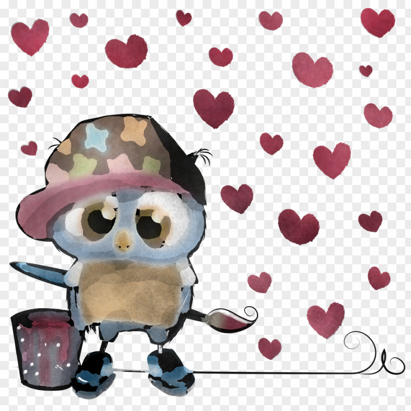 Cartoon Heart Animation Owl PNG