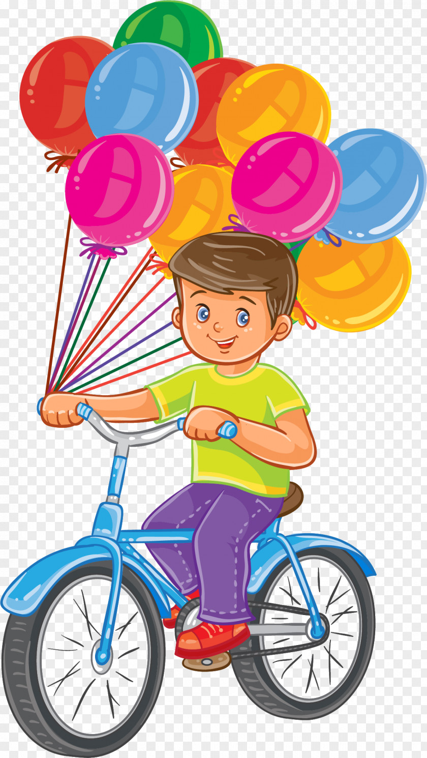 Cycling Boy Bicycle Illustration PNG