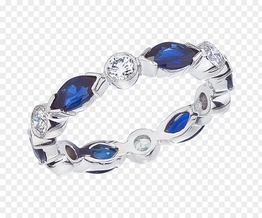 Sapphire Wedding Ring Bracelet Platinum PNG