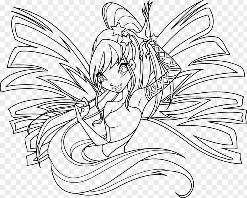 Simple Wings Coloring Pages Stella Bloom Flora Musa Winx Club: Believix In You PNG