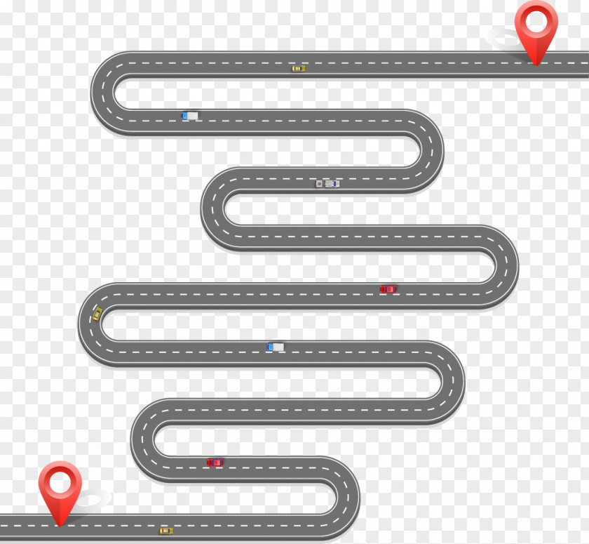 Cartoon Flat Road Map Highway Icon PNG