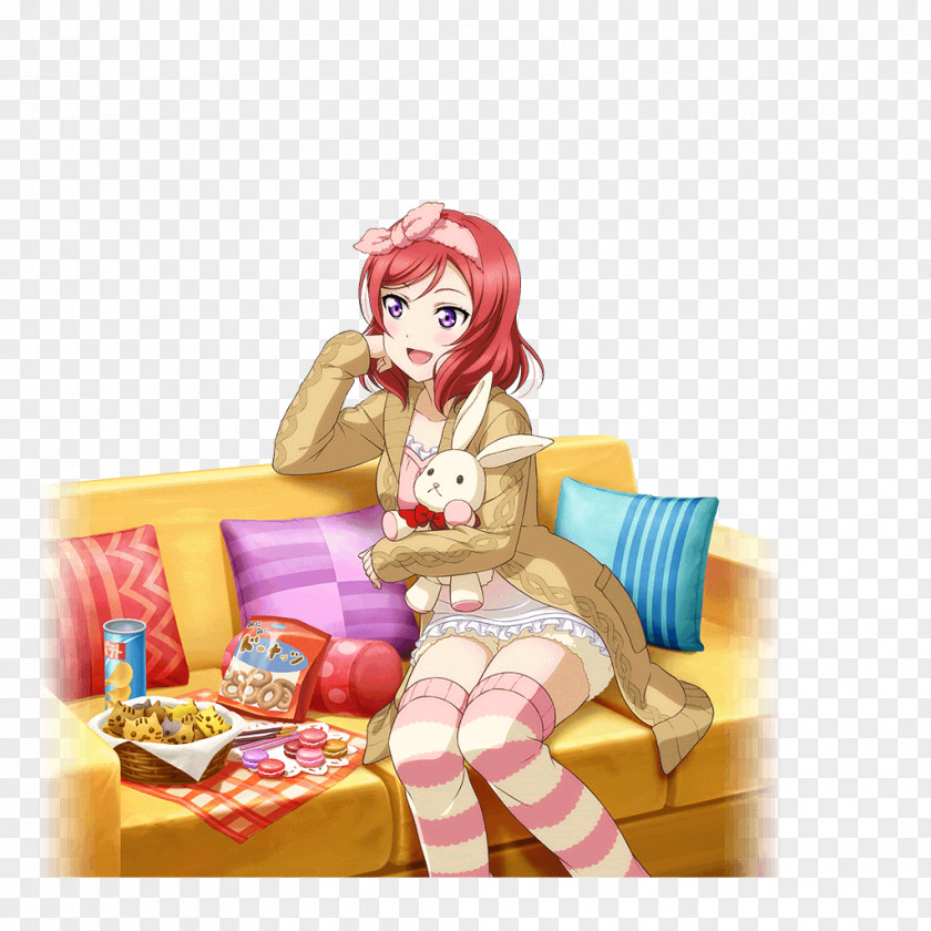 Love Live! School Idol Festival Maki Nishikino Pajamas Sleepover Party PNG Party, take out card clipart PNG