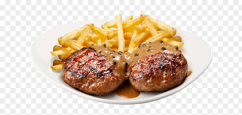 Beef Steak Mushroom Sauce French Fries Frites Cheeseburger Hamburger Salisbury PNG