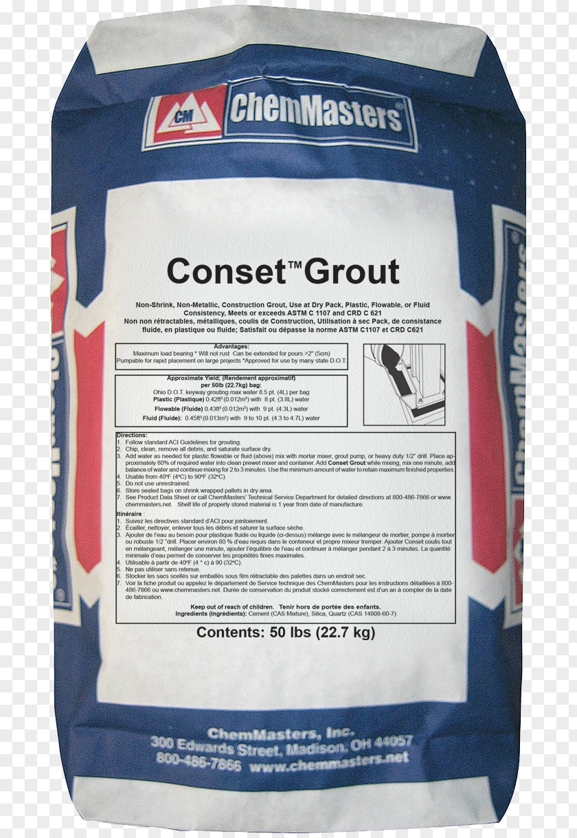 Grout ChemMasters Concrete Material Mortar PNG