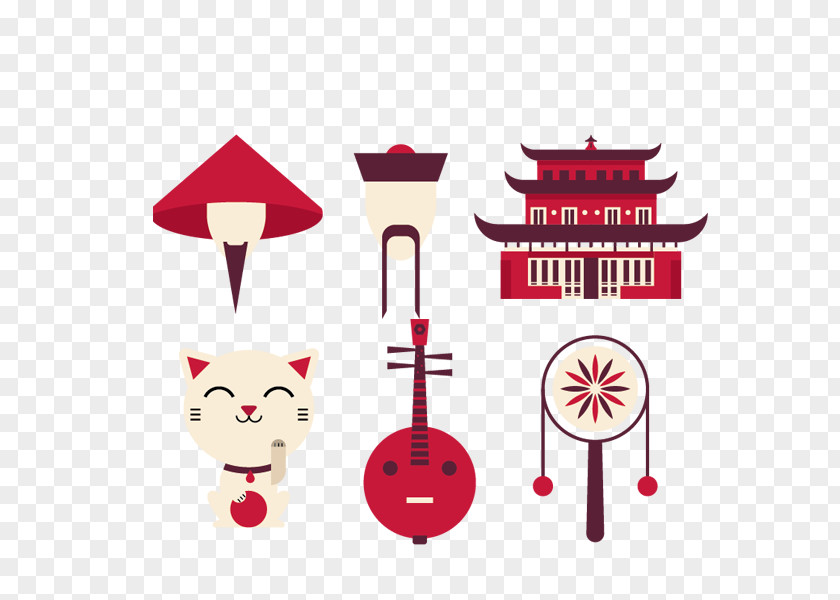 Red Cartoon Cat China Chinese Cuisine Asian Take-out Icon PNG