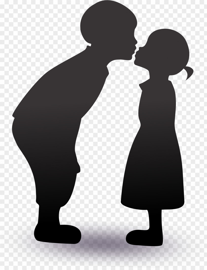 Children's Cartoon Silhouettes Kiss PNG