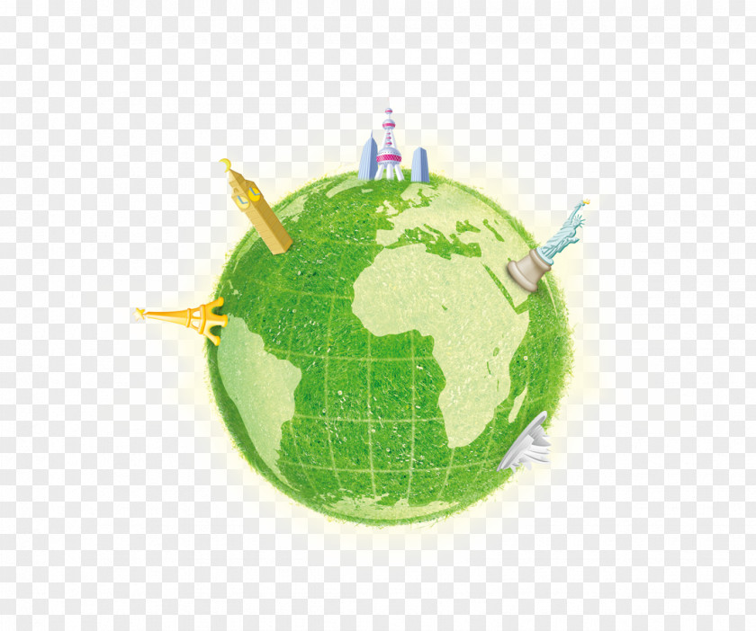 Green Earth Day Globe Illustration PNG