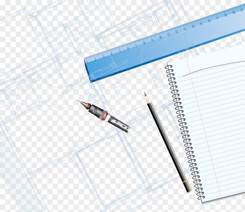 Notebooks And Stationery Plan Being Drawn Paper PNG
