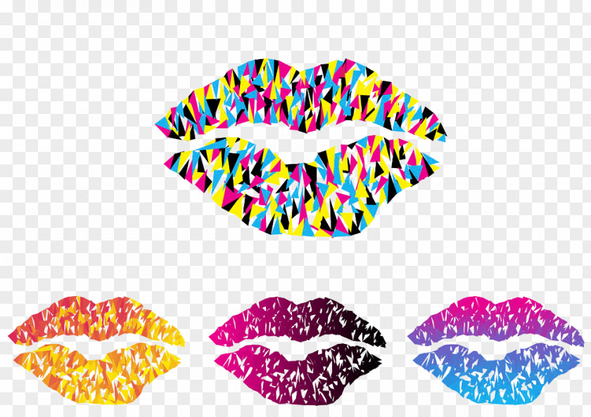 Small Colored Triangle Patchwork Lip Lipstick Color PNG