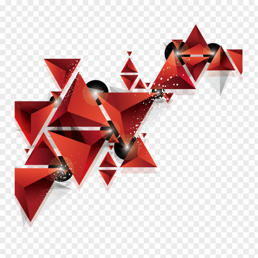 Three-dimensional Decorative Pattern Vector Triangle Red Geometry PNG