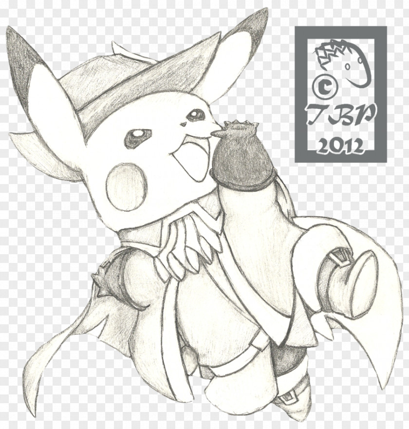 Blue Pikachu Mammal Line Art Cartoon Sketch PNG