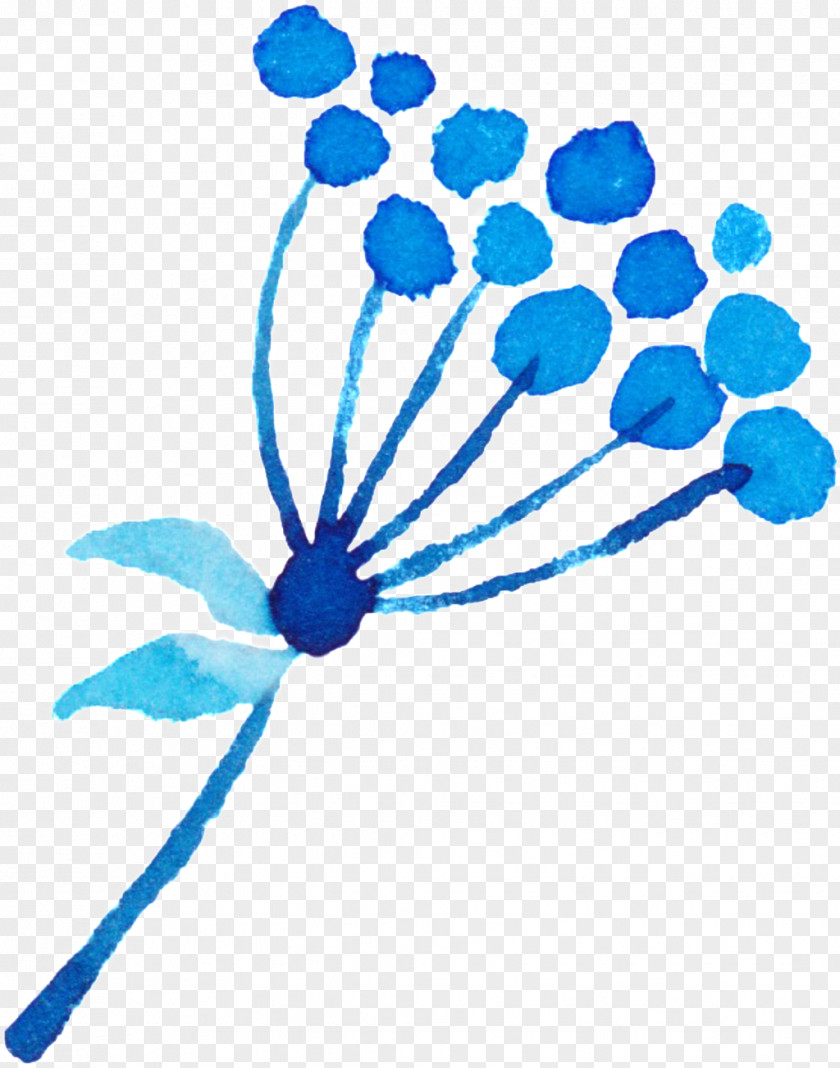 Electric Blue Plant Leaf Silhouette PNG