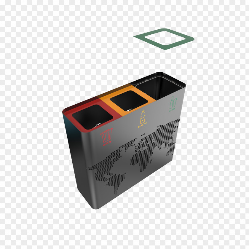 Sheet Metal Medusa Plastic Recycling Bin PNG