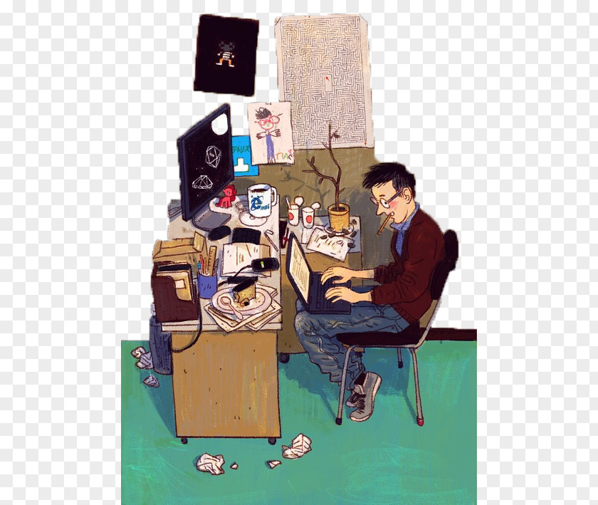 Computer Office Illustrator Drawing Behance Illustration PNG