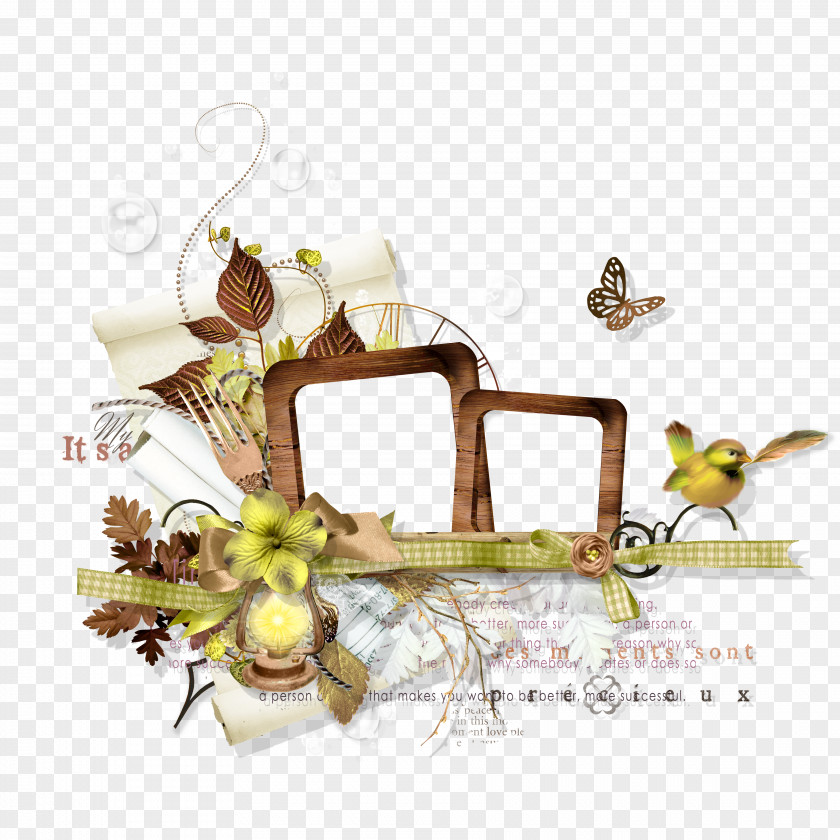 Decorative Brown Frame Flower Picture Photography PNG