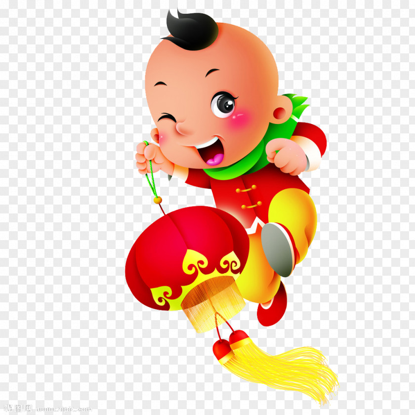 Cute Child Lantern Cartoon Chinese New Year PNG