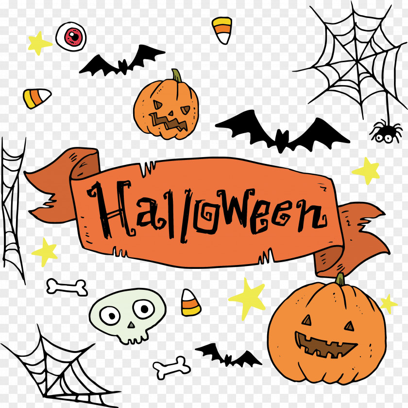 Hand Painted Halloween Title Box Illustration PNG