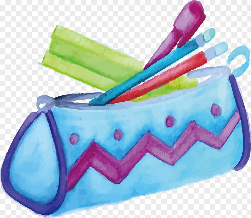 Hand-painted Watercolor Pen Painting & Pencil Cases PNG