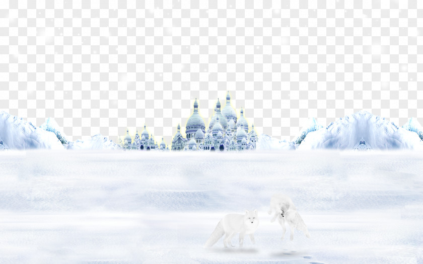 Wolf And Castle Polar Ice Cap Arctic Wallpaper PNG
