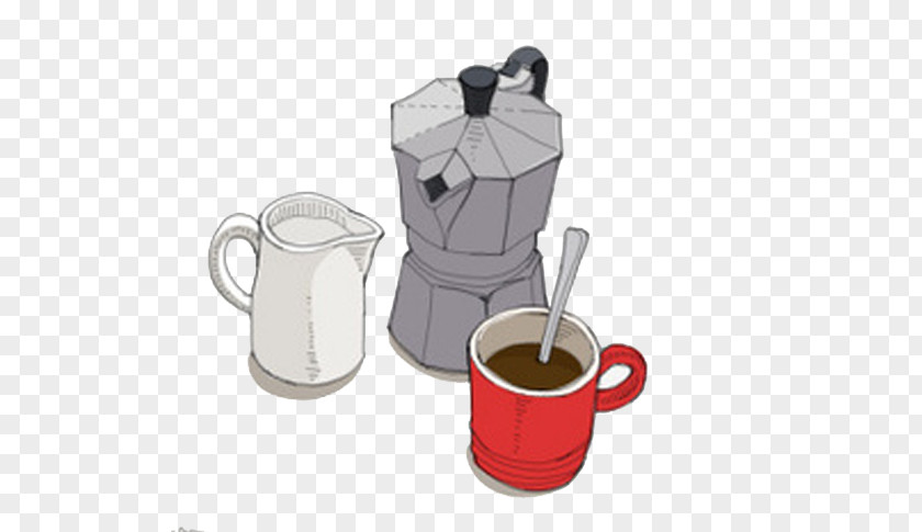 Coffee Illustration Cup Cafe Kettle PNG