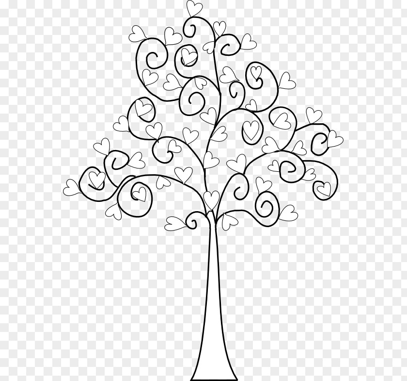 Heart Tree Drawing Valentine's Day Line Art PNG