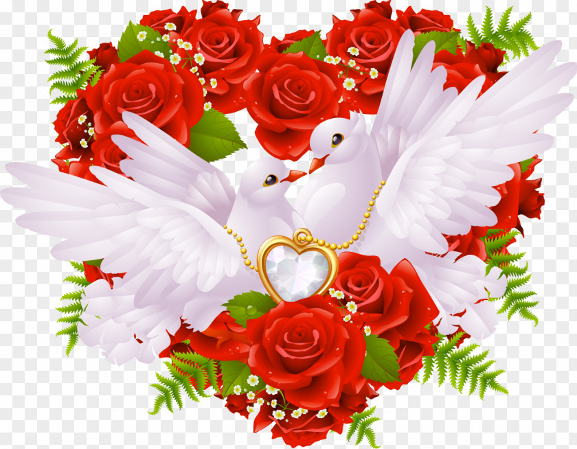 Wedding Flowers Love Rose Heart Wallpaper PNG