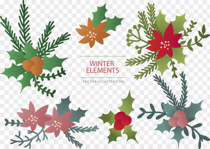 Vector Winter Elements Leaf Christmas Ornament PNG