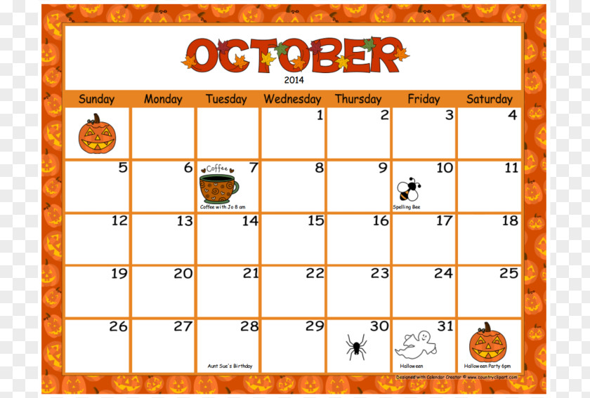 2015 Calendar Cliparts Online October Clip Art PNG