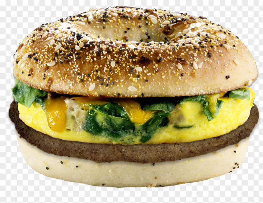 Bagel Hamburger Breakfast Sandwich Vegetarian Cuisine Omelette PNG