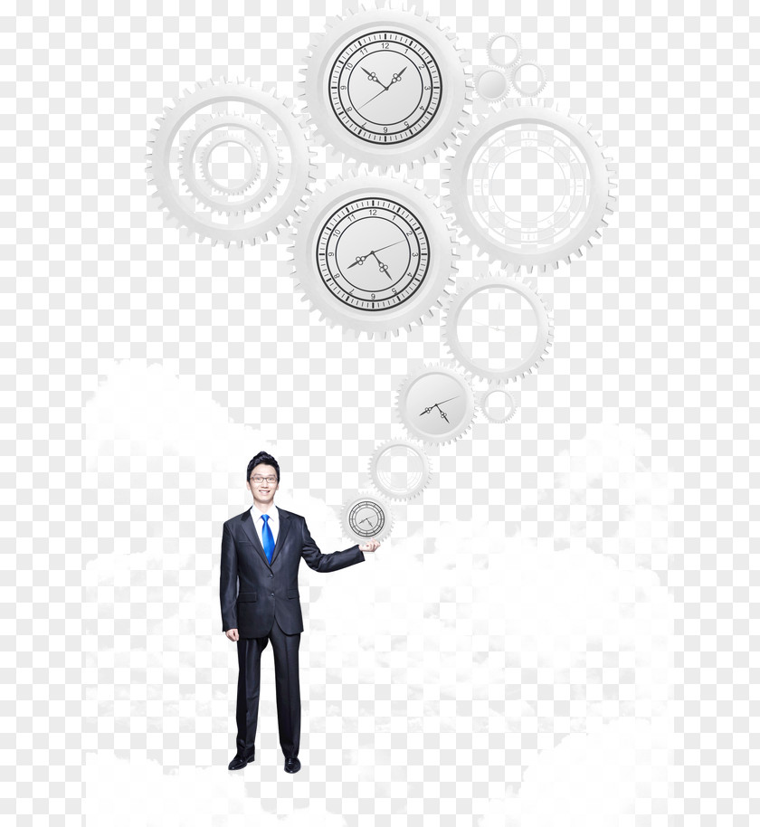 Business Man Holding Gear PNG